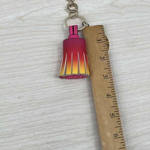 Victoria’s Secret Paradise Neon Pink Yellow Tassel Keychain Purse Charm Clip Tag - Picture 3 of 6